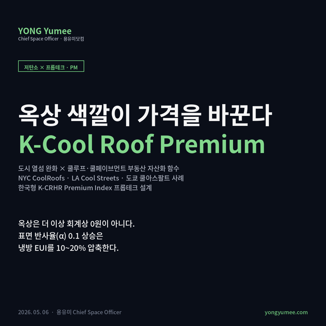 도시 열섬 완화 쿨루프 쿨페이브먼트 부동산 자산화 K-CRHR Premium Index 카드뉴스