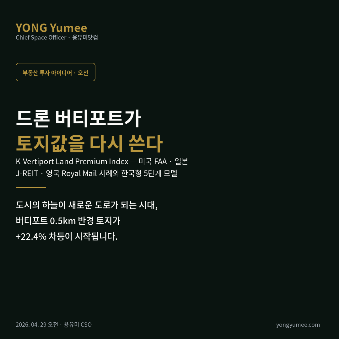 드론 버티포트 인접 부동산 K-Vertiport Land Premium Index 카드뉴스