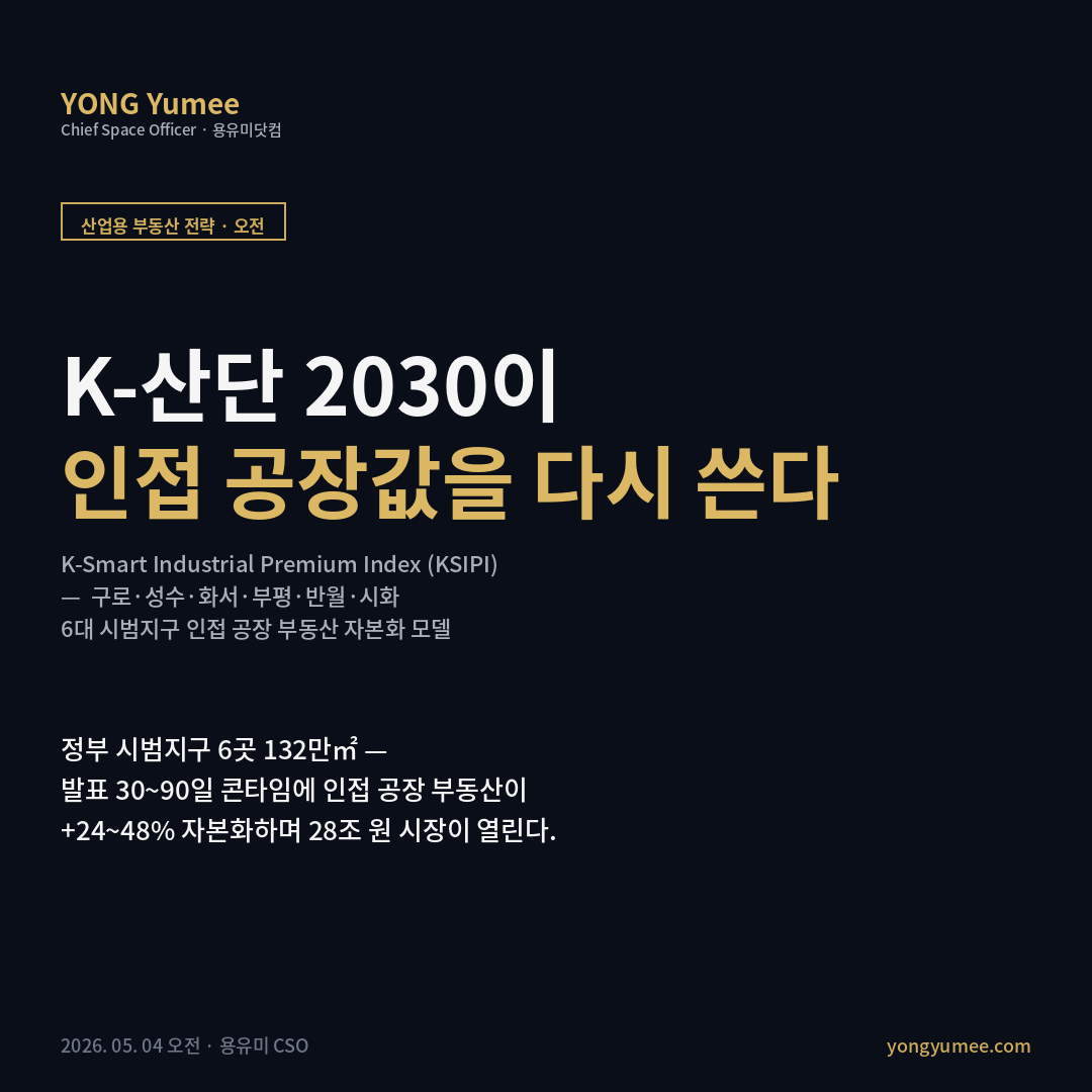 K-산단 2030 시범지구 6곳 인접 공장 부동산 자본화 카드뉴스
