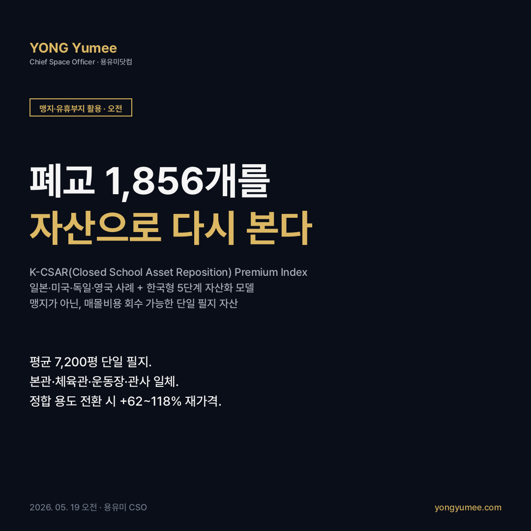 지방소멸 시대 폐교 부지 1,856개 자산화 K-CSAR Premium Index 카드뉴스