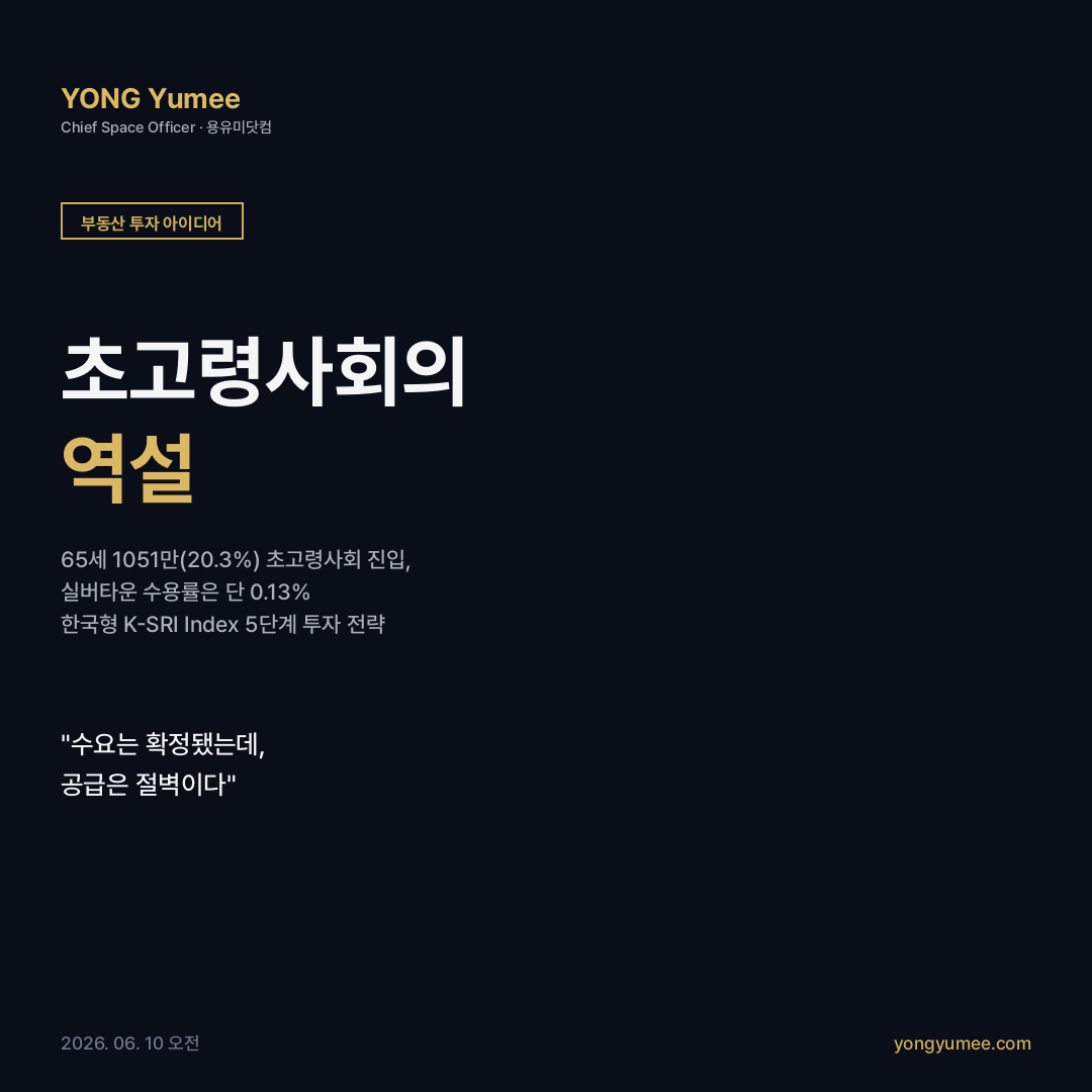 초고령사회 시니어 레지던스 블루오션 K-SRI Index 부동산 투자 아이디어 카드뉴스