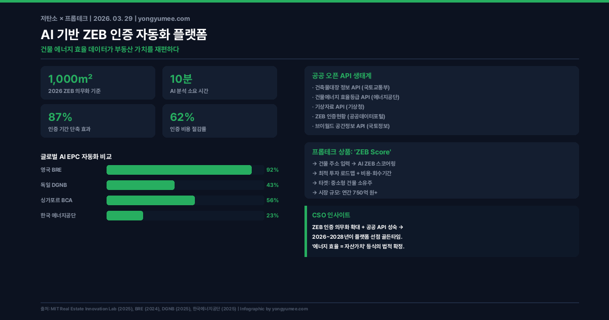 AI ZEB 인증 자동화 플랫폼 인포그래픽