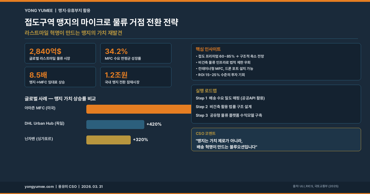 접도구역 맹지 마이크로 물류 거점 전환 인포그래픽